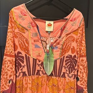 NWT FARM Rio Vibrant Pink and Orange Dress